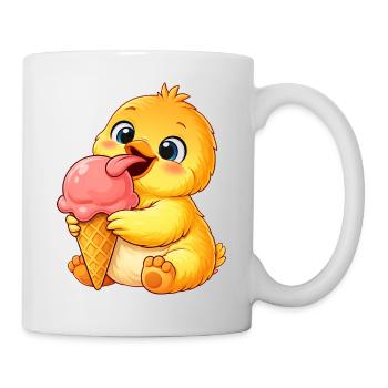 Süßes Küken mit Eis Cartoon - Mug - white - Right
