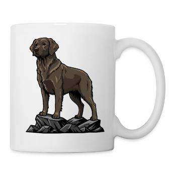 Chien Labrador Chocolat sur Rocher Portrait Brun - Mug blanc - blanc - Droite