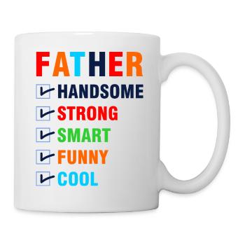 Bester Vater Gutaussehender Starker Witziger Hemd - Tasse - Weiß - Rechts