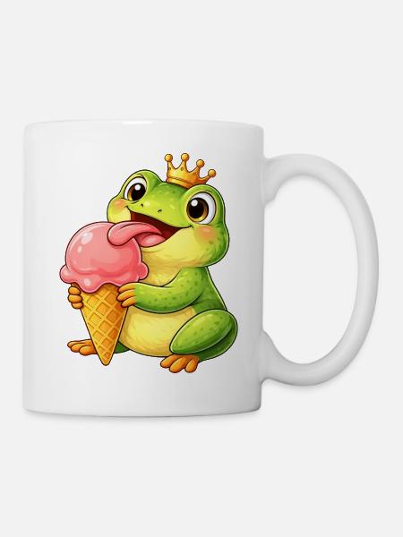 Süßer Frosch König mit Eis - Tasse - Weiß
