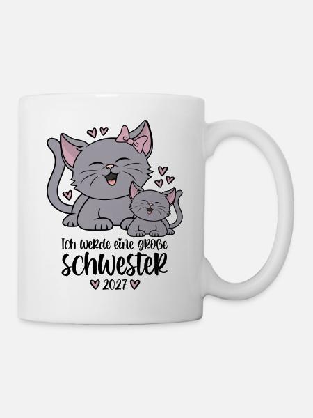 Ich werde eine Große Schwester 2027 Kätzchen - Tasse - Weiß