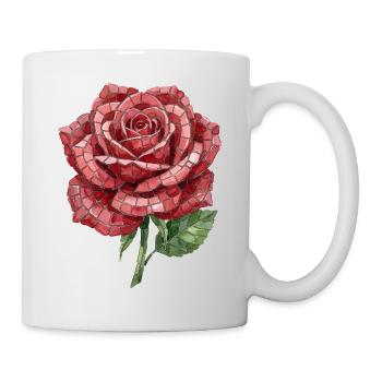 Rose Mosaik - Romantisches Blumen Geschenk - Tasse - Weiß - Rechts