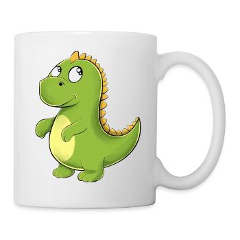 Fröhlicher Grüner Dino - Tasse - Weiß - Rechts