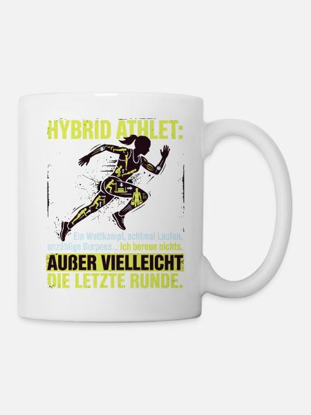 Hybrid Athlet Wettkampf lustiger Spruch - Tasse - Weiß