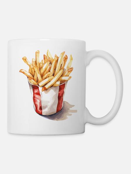 Pommes Frites Kunst Illustration - Tasse - Weiß
