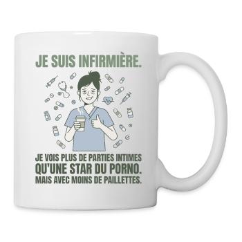 Infirmière Humour Noir Sans Paillettes - Tasse - Weiß - Rechts