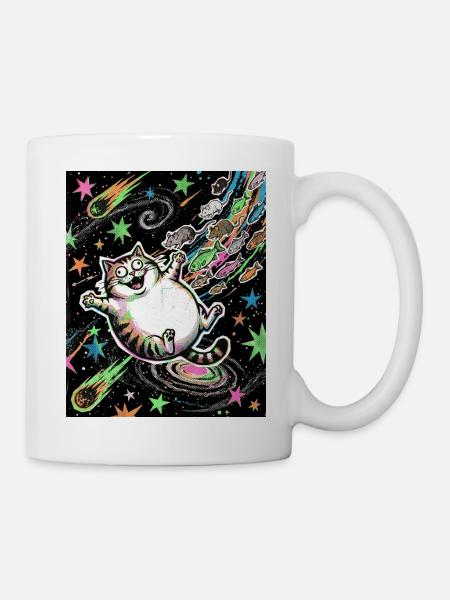 Verrücktes Kätzchen Universum - Tasse - Weiß
