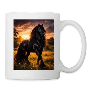 Evening Light Black Horse - Mug - white - Right
