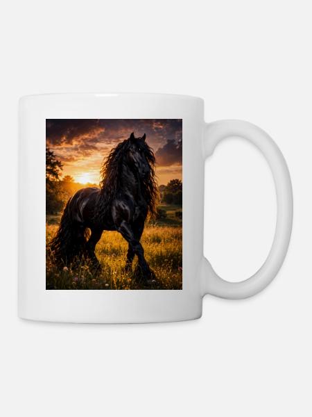 Cheval noir clair du soir - Mug blanc - blanc