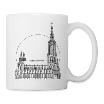 Ulm Motiv 3 Koordinaten – Münster Line Art - Tasse - Weiß - Rechts