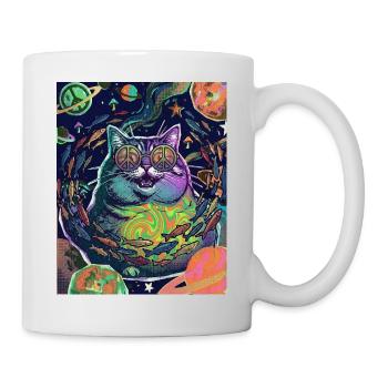 Katze Hippie Weltraum - Tasse - Weiß - Rechts