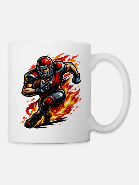 Flammender Footballläufer - Tasse - Weiß