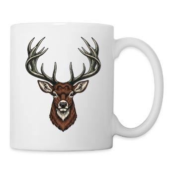 Stag Head Vintage-Gravur - Tasse - Weiß - Rechts