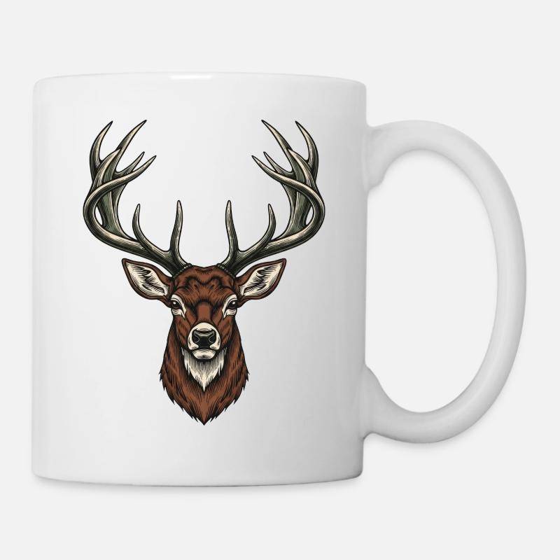Stag Head Vintage Engraving - Mug - white