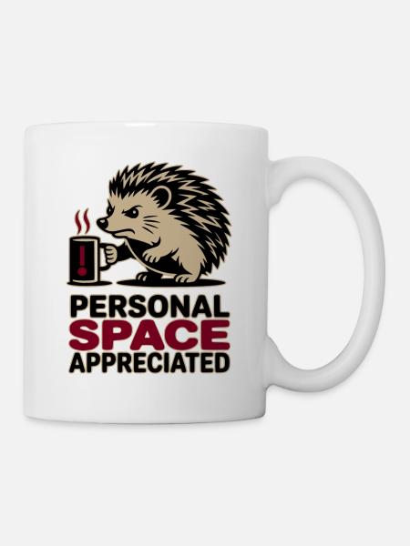 Grumpy Hedgehog Personal Space Introvert Coffee - Mug - white