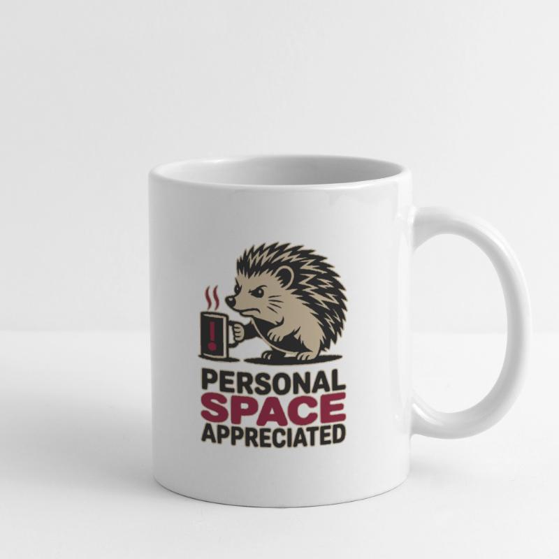 Grumpy Hedgehog Personal Space Introvert Coffee Mug blanc