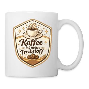 Kaffee ist mein Treibstoff Badge - Tasse - Weiß - Rechts