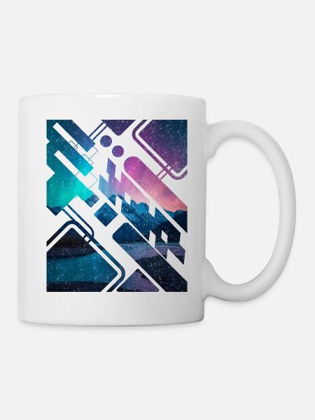Geometrische Berg-Aurora - Tasse - Weiß