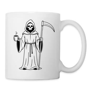 Faucheuse avec une tasse de café - Mug blanc - blanc - Droite