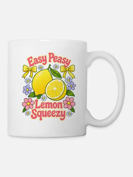 Easy Peasy Lemon Squeezy – Zitronen und Blumen - Tasse - Weiß