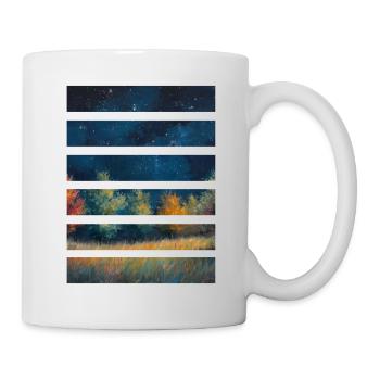Nachtpanorama bei Tagesanbruch in Streifen - Tasse - Weiß - Rechts