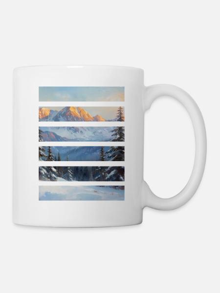 Geschichteter Berghorizont - Tasse - Weiß