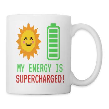 Meine Energie ist überladen Pixel Art Sonne - Tasse - Weiß - Rechts