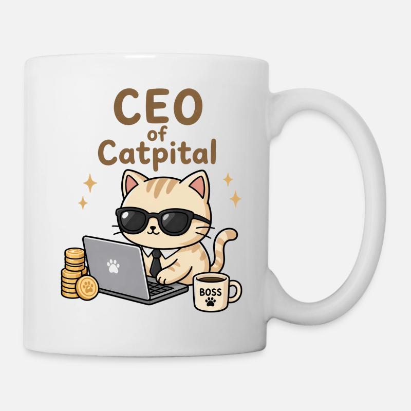 PDG de Catpital | Motif drôle de chat - Mug blanc - blanc