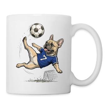 French Bulldog Soccer Pro Retro Torstürmer-Kunst - Tasse - Weiß - Rechts