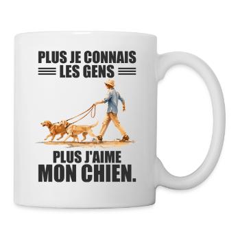 Plus Je Connais Les Gens... Humour Chien & Rétro - Mug blanc - blanc - Droite