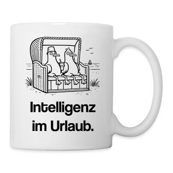 Möwen Strandkorb T-Shirt – lustiges Meme  - Tasse - Weiß - Rechts