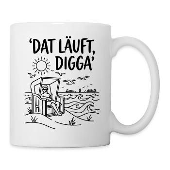dat läuft digga strandkorb chillen urlaub meer  - Tasse - Weiß - Rechts