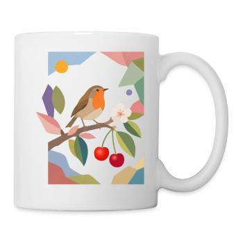 Robin Bird on Branch Cherry Design - Mug - white - Right