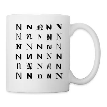 Typography N monogram letter mosaic design - Mug - white - Right