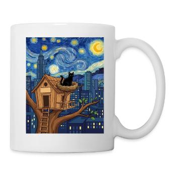 Midnight City Cat Treehouse - Mug - white - Right