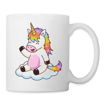 Regenbogen-Einhorn auf der Wolke - Tasse - Weiß - Rechts