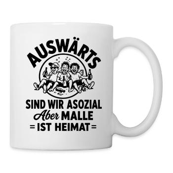 Malle 2026 Auswärts sind wir asozial, aber Malle - Tasse - Weiß - Rechts