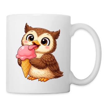 Süße Eule mit Eiskrone Sommer Cartoon König  - Mug - white - Right