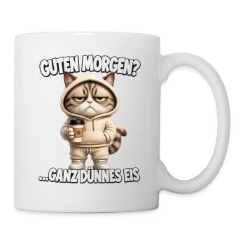 Lustiges Morgenmuffel Design mit Kaffee - Tasse - Weiß - Rechts