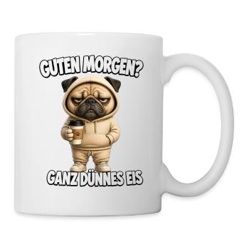 Lustiges Morgenmuffel Design mit Kaffee - Tasse - Weiß - Rechts