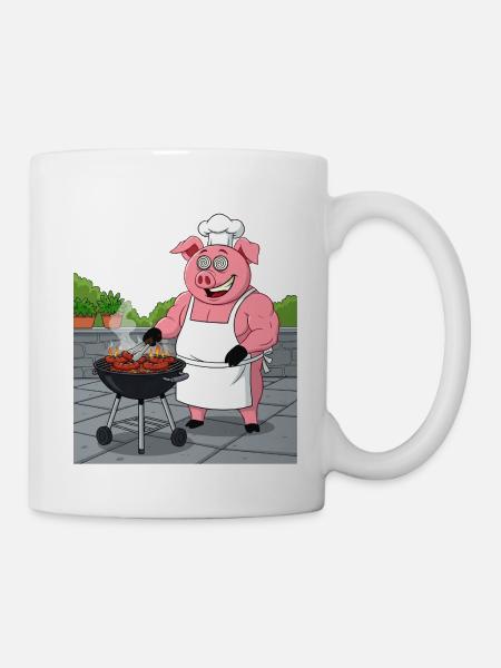 Grilling cozy pig - Mug - white