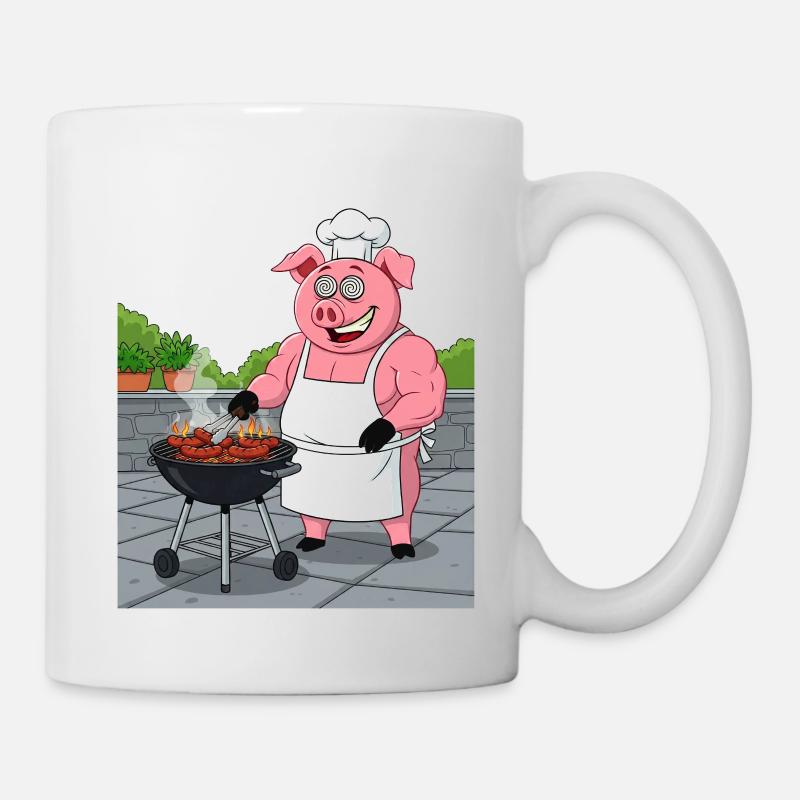 Grilling cozy pig - Mug - white
