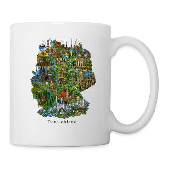 Deutschland Illustration mit Wahrzeichen - Tasse - Weiß - Rechts