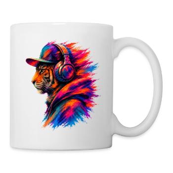 Tiger with Headphones – Music & Streetwear - Mug - white - Right