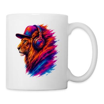 Lion with Headphones – Music & Streetwear - Mug - white - Right