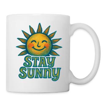 Stay Sunny Crayon Sonne Illustration - Tasse - Weiß - Rechts