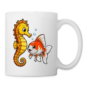Seepferdchen und Goldfisch Freundschaft - Tasse - Weiß - Rechts