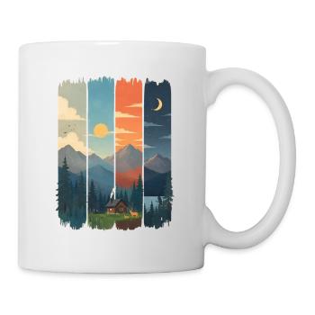Horizons in four mountain panels - Mug - white - Right