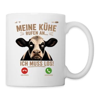 Meine Kühe rufen an Landwirt Geschenkidee Landwirt - Tasse - Weiß - Rechts