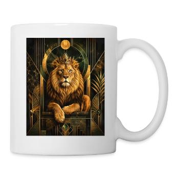 Löwe mit Krone im Gold-Design - Tasse - Weiß - Rechts